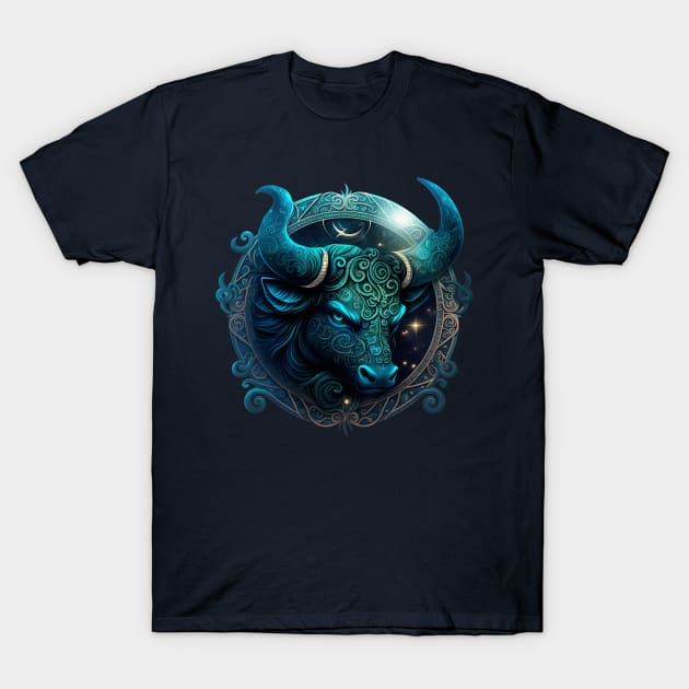 Taurus The Bull Zodiac Sign Design T-Shirt by Sarahmw